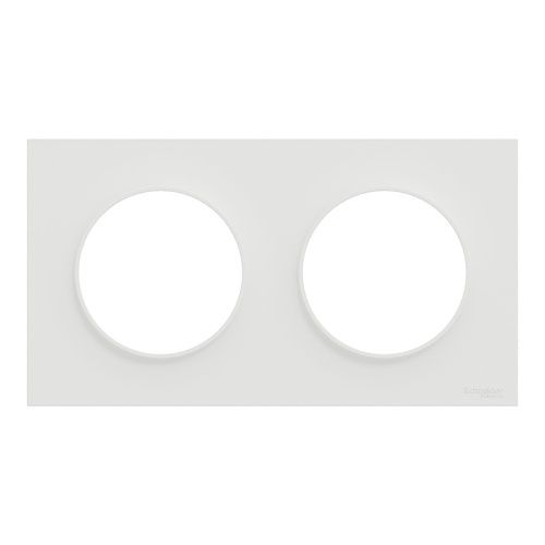 plaque de finition 2 postes Schneider Odace® blanche - vue de face