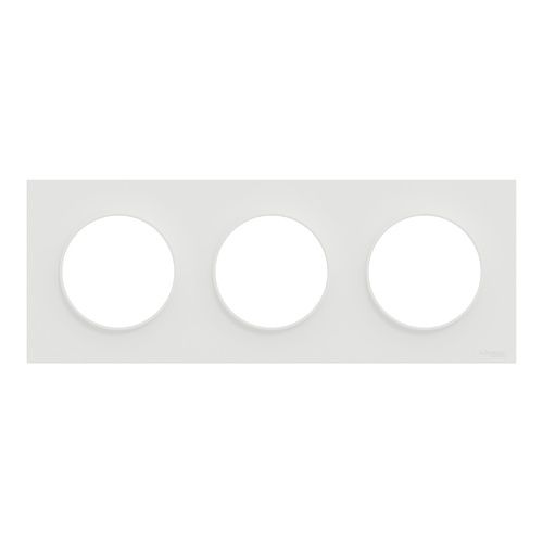 plaque de finition 3 postes Schneider Odace® blanche - vue de face