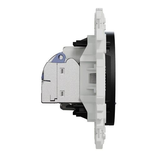 prise mixte RJ45+TV Schneider Odace noir - vue de côté
