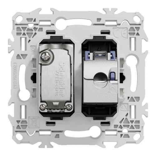 prise mixte RJ45+TV Schneider Odace noir - vue de dos