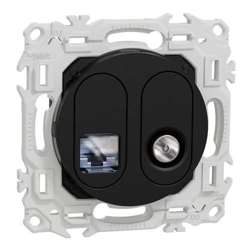 prise mixte RJ45+TV Schneider Odace noir