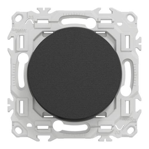 Interrupteur va et vient/bouton poussoir SCHNEIDER Odace noir onyx - vue de face
