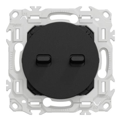 Interrupteur double va et vient/bouton poussoir à levier SCHNEIDER Odace noir onyx - vue de face