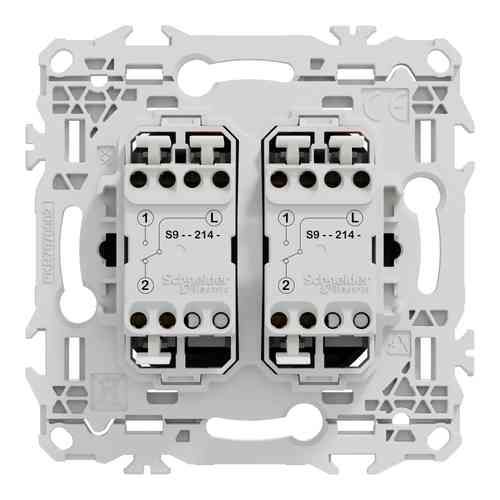 double interrupteur Schneider Odace noir - vue de dos
