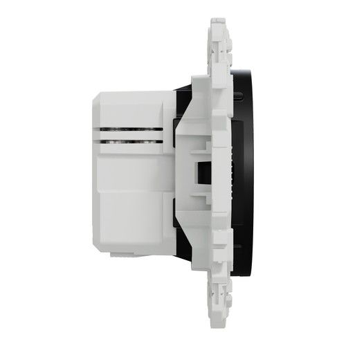 Prise double USB type C Schneider Odace noir - vue de côté