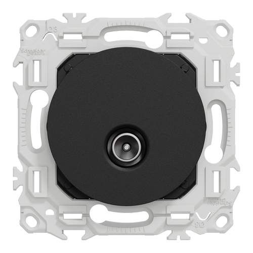 prise TV simple Schneider Odace noir - vue de face