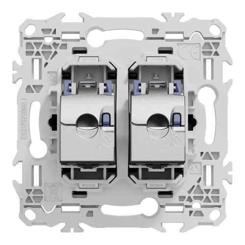 prise double RJ45 Schneider Odace noir - vue de dos
