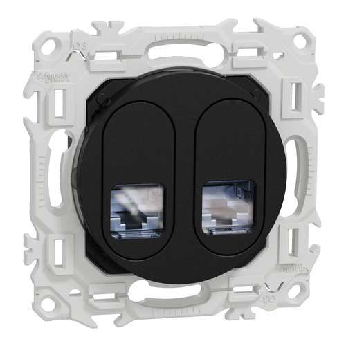 prise double RJ45 Schneider Odace noir