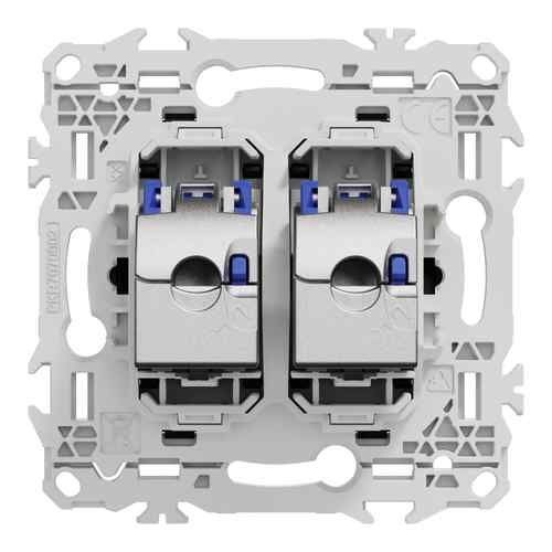 prise RJ45 double Schneider Odace noir - vue de dos