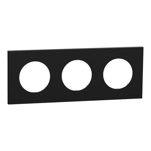 plaque de finition 3 postes Schneider Odace noir onyx