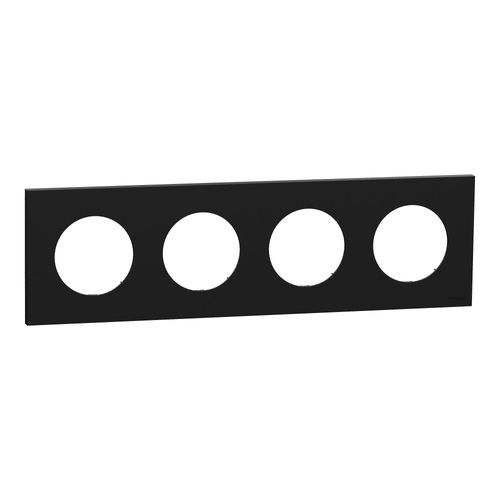 plaque de finition 4 postes Odace Schneider noir onyx