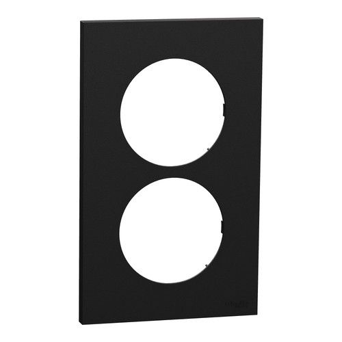 plaque de finition 2 postes Schneider Odace noire