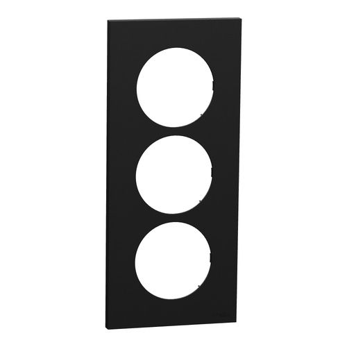 plaque de finition 3 postes Schneider Odace noire