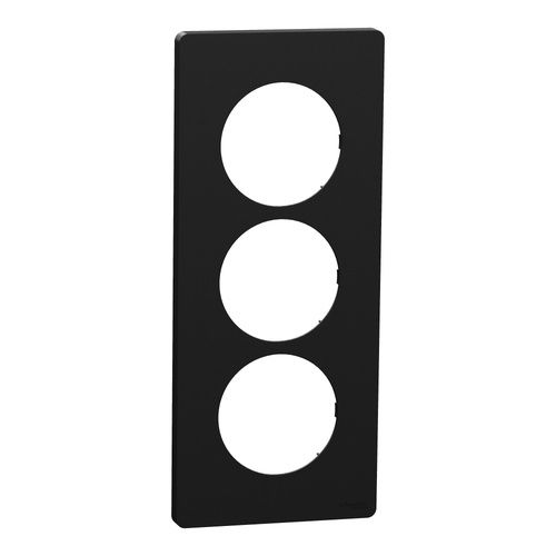 plaque de finition 3 postes Schneider Odace Architecte noire
