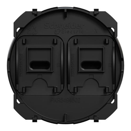 enjoliveur noir mat pour interrupteur double à levier Schneider Odace - vue de dos