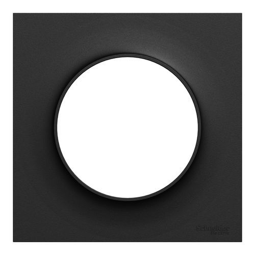 plaque de finition 1 poste Schneider Odace Origine noir mat - vue de face