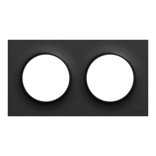 plaque de finition 2 postes noire Schneider Odace Origine - vue de face