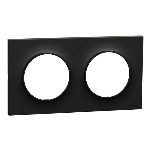 plaque de finition 2 postes noire Schneider Odace Origine