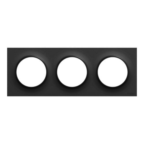 plaque de finition 3 postes Schneider Odace® noire mat - vue face
