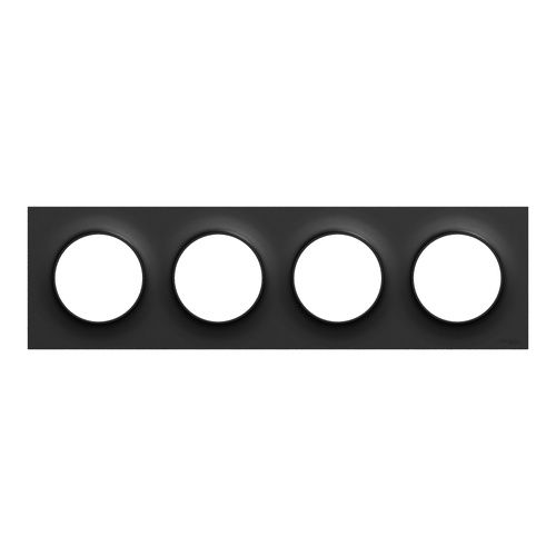 plaque de finition 4 postes Schneider Odace® noire mat - vue de face