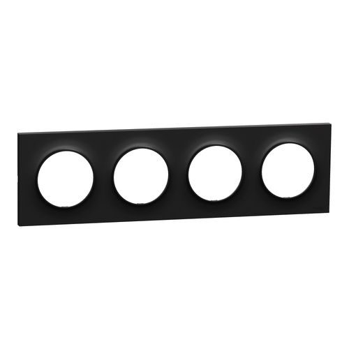 plaque de finition 4 postes Schneider Odace® noire mat