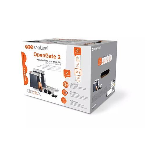 Automatisme pour portail battant à bras articulés SCS Sentinel OpenGate 2 - packaging