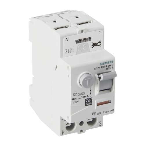 l'nterrupteur Différentiel SIEMENS 40A 30mA TYPE AC auto vue du dessus