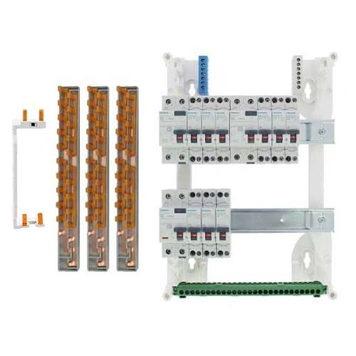 SIEMENS Tableau électrique prééquipé 2 rangées avec 3 ID 40A - détail intérieur du tableau