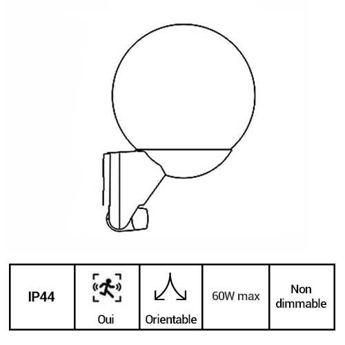 STEINEL Luminaire extérieur L 585 S à détection 230V E27 noir - fiche technique
