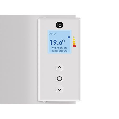 Radiateur à chaleur douce connecté 1500W blanc vertical Thermor Ingénio 4 avec boitier de commande digital