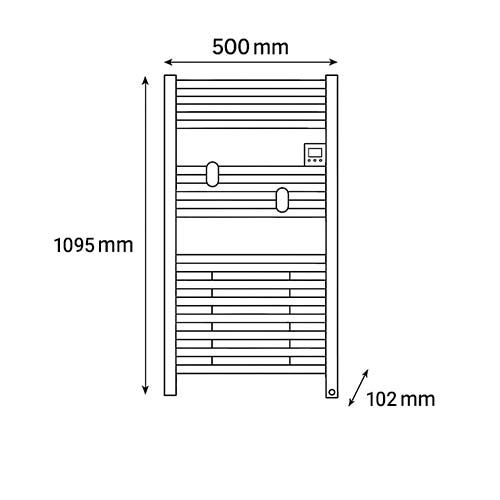 Dimensions du sèche-serviettes Thermor Riva 5 500W blanc brillant