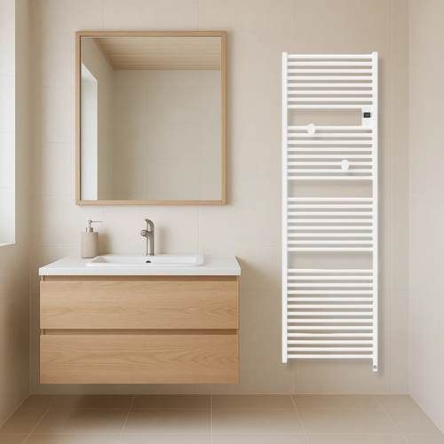 Sèche serviettes connecté Thermor Riva 5 blanc 1000W - photo intérieur salle de bain