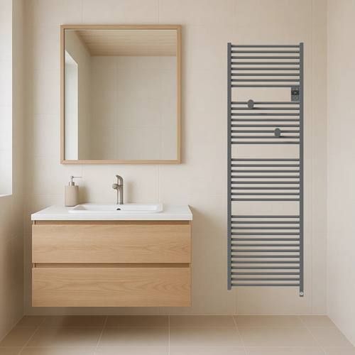 Sèche serviettes Thermor Riva 5 1000W gris menhir - photo ambiance salle de bain