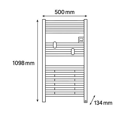 Dimensions du sèche serviettes Thermor Riva 5 blanc brillant 1500W avec soufflerie