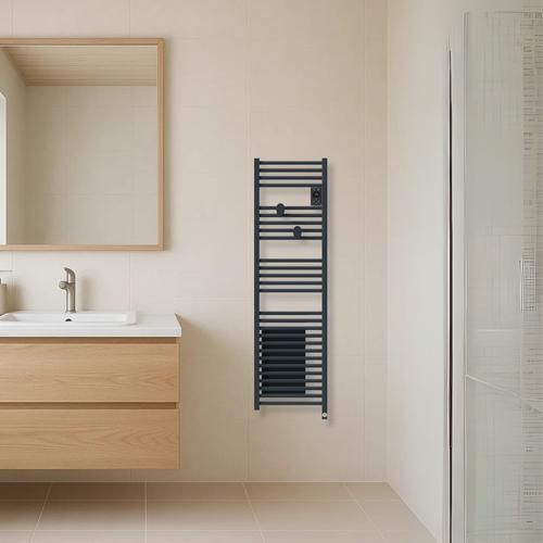 sèche serviette connecté étroit avec soufflerie Thermor Riva 5 1500W gris ardoise - photo salle de bain