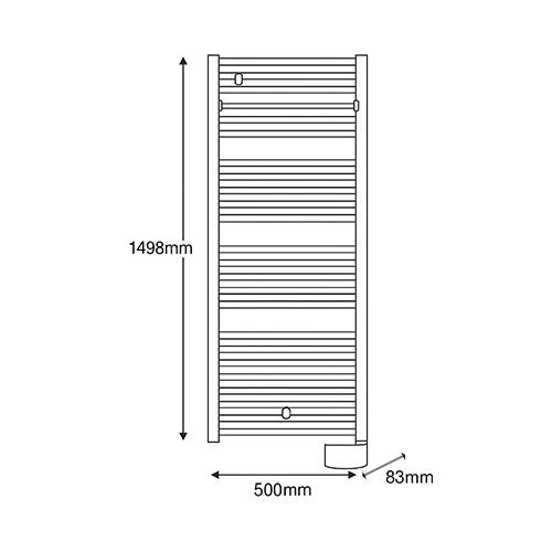 Dimensions du sèche serviettes Thermor Corsaire 2 blanc brillant 750W