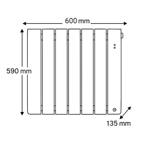 Dimensions du radiateur connecté chaleur douce 750W Thermor Bilbao 4