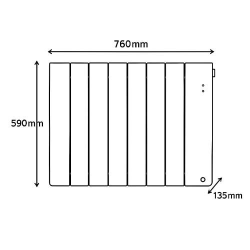 Dimensions du radiateur connecté chaleur douce 1250W Thermor Bilbao 4