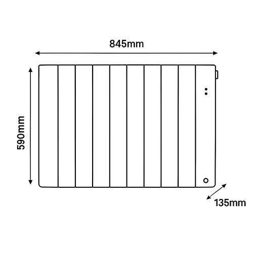 Dimensions du radiateur connecté chaleur douce 1500W Thermor Bilbao 4