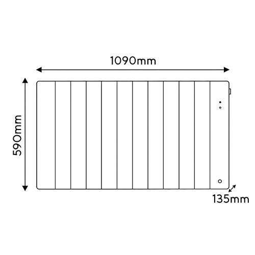 Dimensions du radiateur connecté chaleur douce 2000W Thermor Bilbao 4