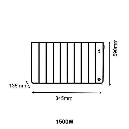 Dimensions du radiateur électrique horizontal Thermor Bilbao 4 1500W coloris gris ardoise