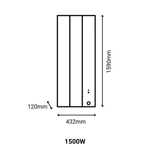Dimensions du radiateur chaleur douce vertical gris ardoise 1500W Thermor Bilbao 4