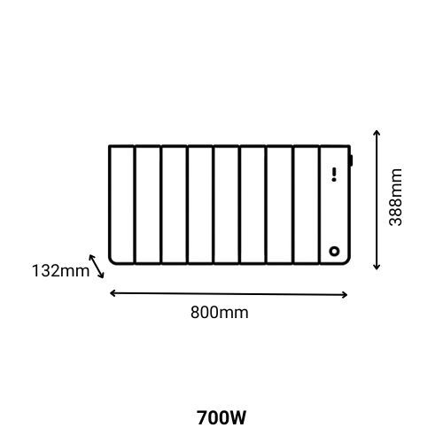 Dimensions du radiateur chaleur douce bas Thermor Bilbao 4 gris ardoise 700W