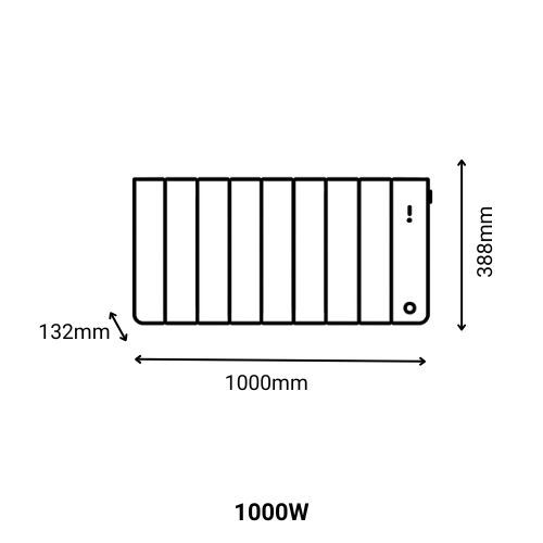 Dimensions du radiateur chaleur douce bas Thermor Bilbao 4 gris ardoise 1000W