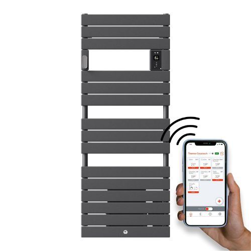 sèche serviettes thermor riviera 2 2000W gris menhir connecté avec l'application Thermor CozyTouch