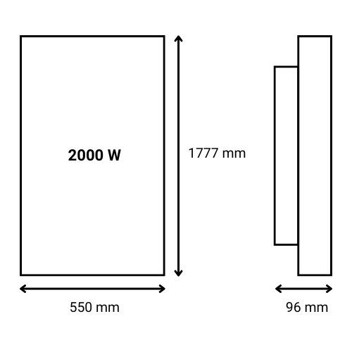 schéma dimensions et puissance sèche serviettes électrique thermor riviera 2 coloris gris roche