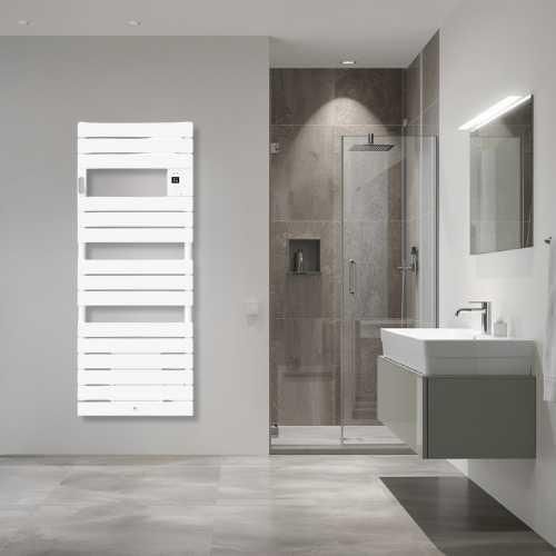 Sèche serviette électrique avec soufflerie Thermor Riviera 2 1500W blanc satin - photo ambiance salle de bain