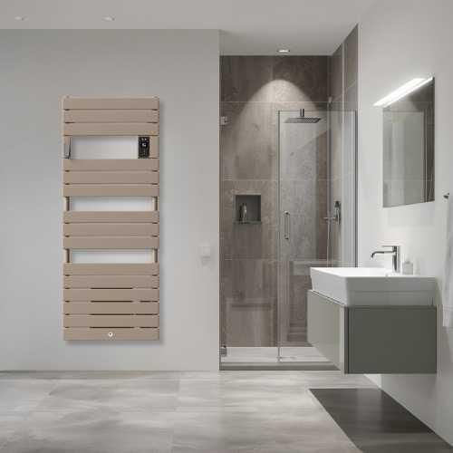 Sèche serviette électrique avec soufflerie Thermor Riviera 2 1500W brun sable - photo ambiance salle de bain