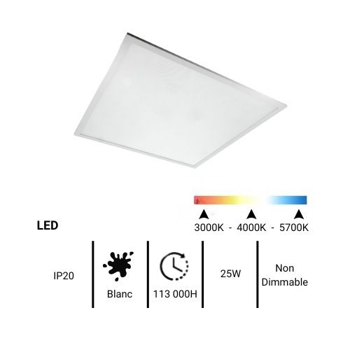 Dalle LED encastrable TCIAO 600x600mm 25W - fiche technique