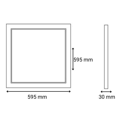 Dalle LED encastrable TCIAO 600x600mm 25W - schéma avec dimensions